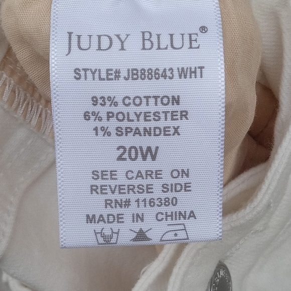 Judy Blue White Denim Bootcut Jeans Mid-Rise Raw Hem Size 20W Stretchy Ankle - Picture 5 of 8